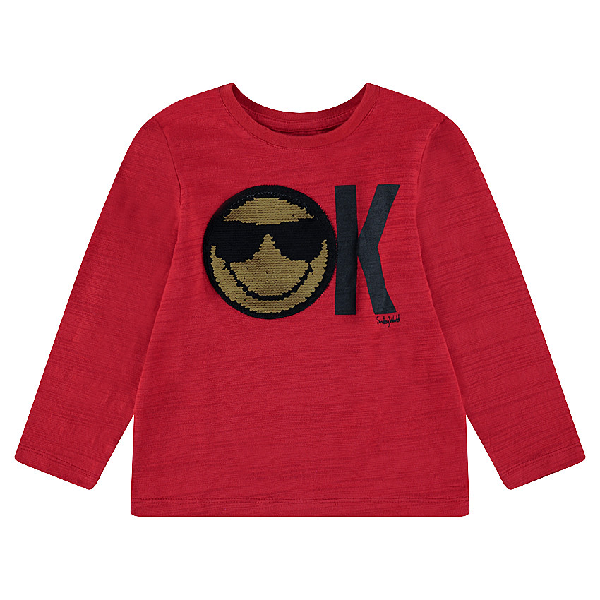 Camiseta de manga larga de punto con ©Smiley de lentejuelas mágicas 