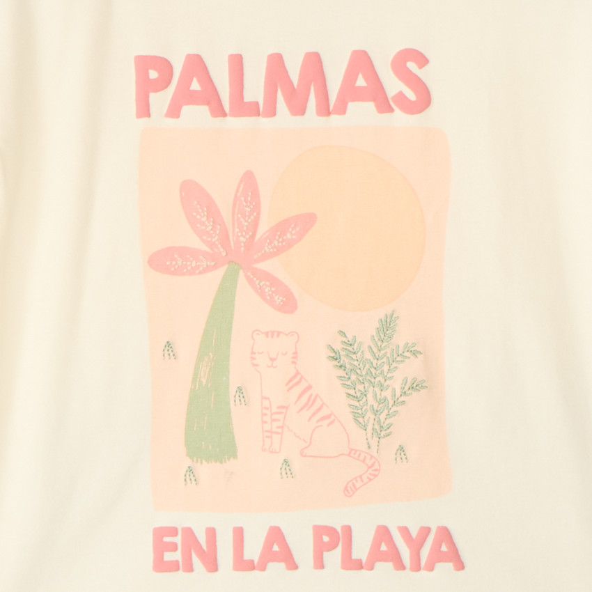 Conjunto de 2 piezas camiseta + pantalones cortos con estampado de palmeras para niña bebé 