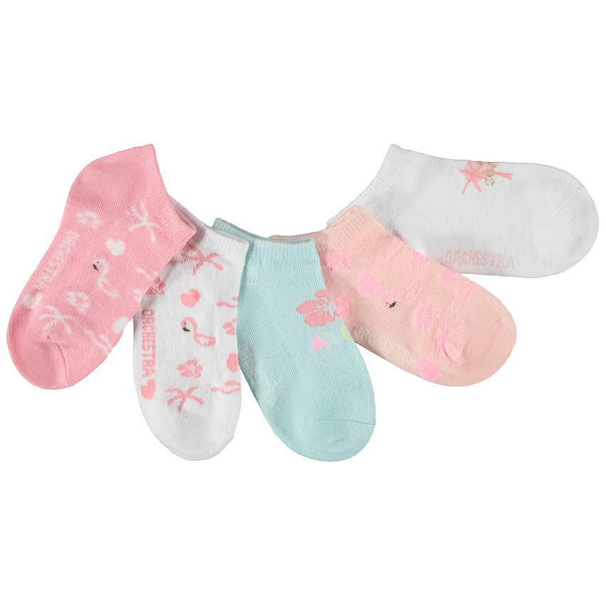 Pack de 5 pares de calcetines cortos fantasía para niña 