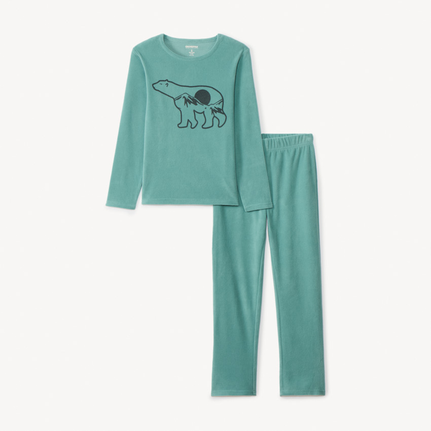 Conjunto de pijama de micropolar con estampado de oso para niño 