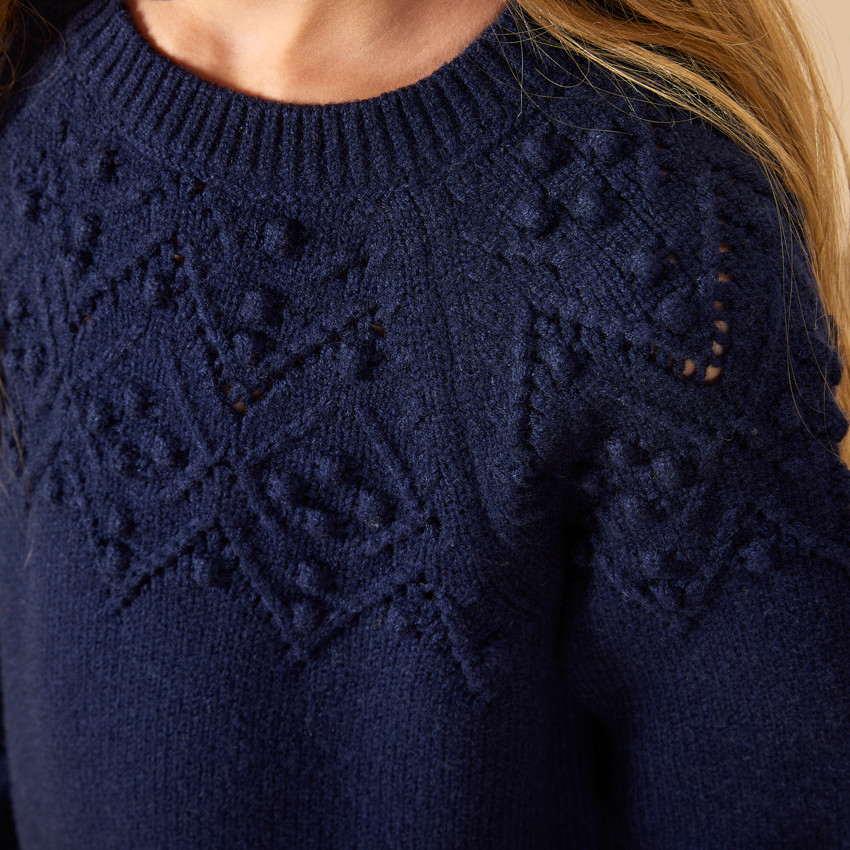 Vestido de punto con lurex y mangas largas para niña 