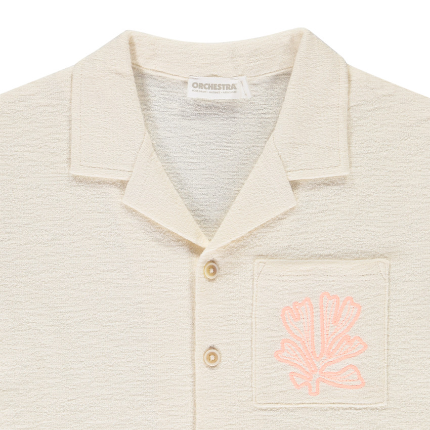 Camisa de manga corta lisa con bordado para niño 