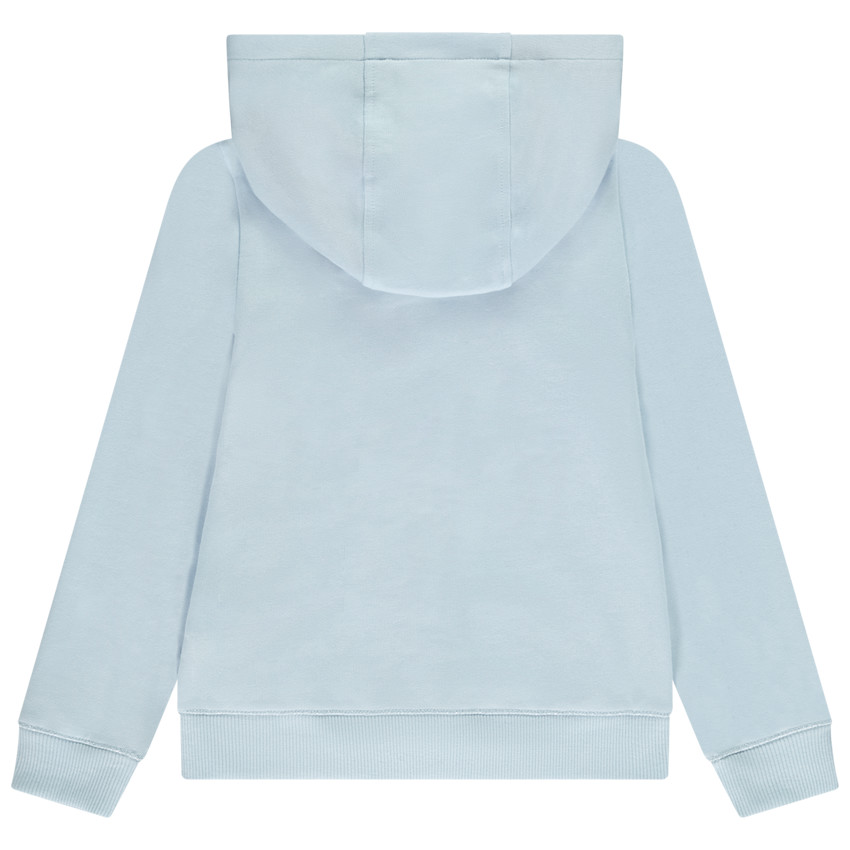 Chaleco liso con capucha y bolsillo + corazón bordado para niña 