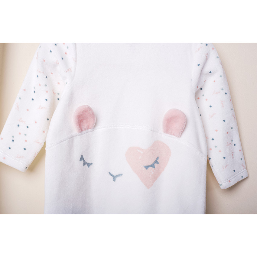 Pelele de  terciopelo estampado conejos 