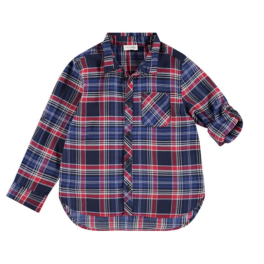 Camisa de manga larga a cuadros con armadura de fantasía. 