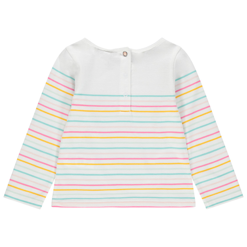 Marinera de algodón ecológico con rayas de colores y arcoíris estampado 