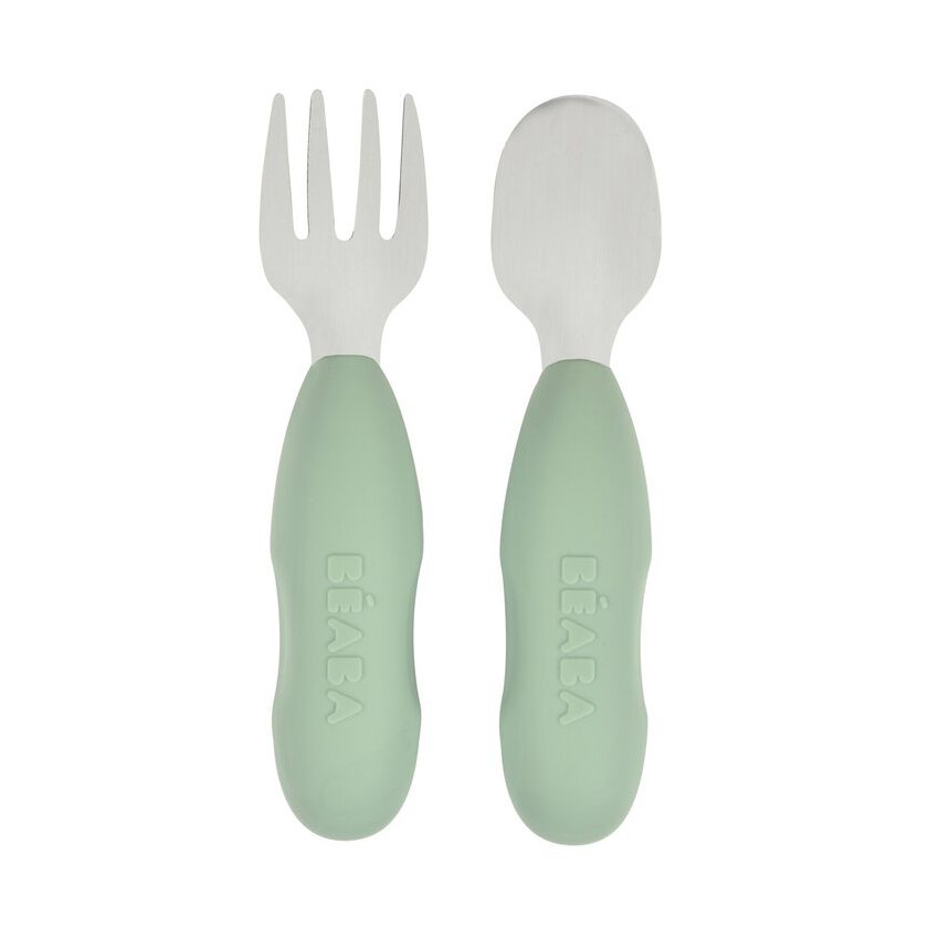 Lot de 2 pré-couverts en inox sage green  