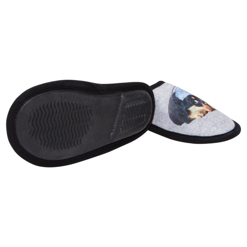 Patucos con forma de pantufla y estampado de perro 