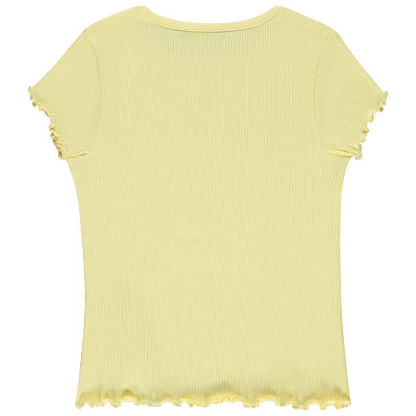 Camiseta de manga corta de punto acanalado con corazón bordado niña 