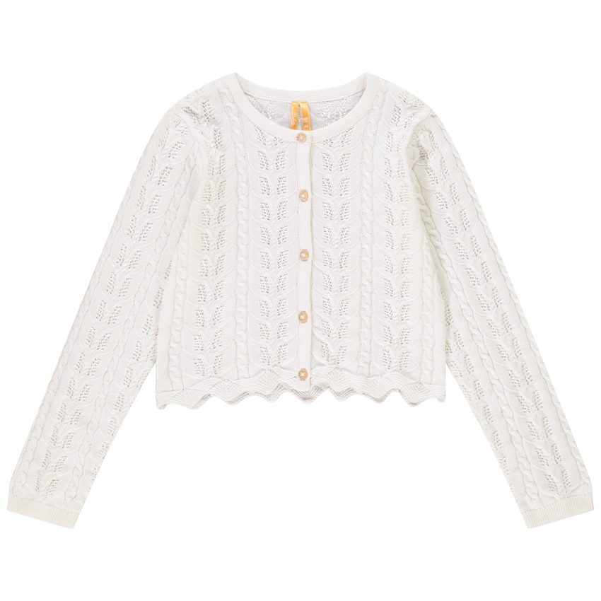 Chaqueta de punto calado con trenzas para niña 