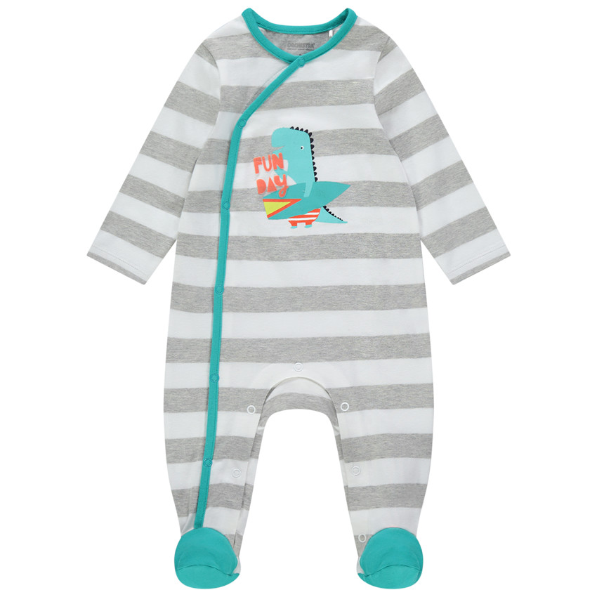 Dors-bien en jersey rayé print dinosaure surfeur   Additional Dors-bien en jersey rayé print dinosaure surfeur
