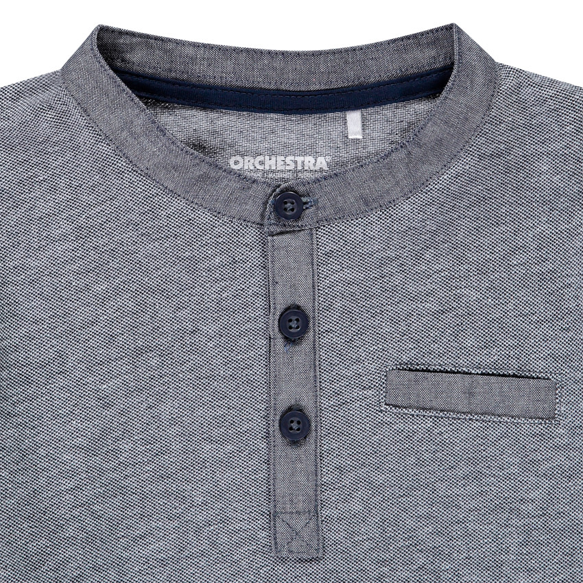 T-shirt manches longues pour enfant garçon à col boutonné Main T-shirt manches longues pour enfant garçon à col boutonné