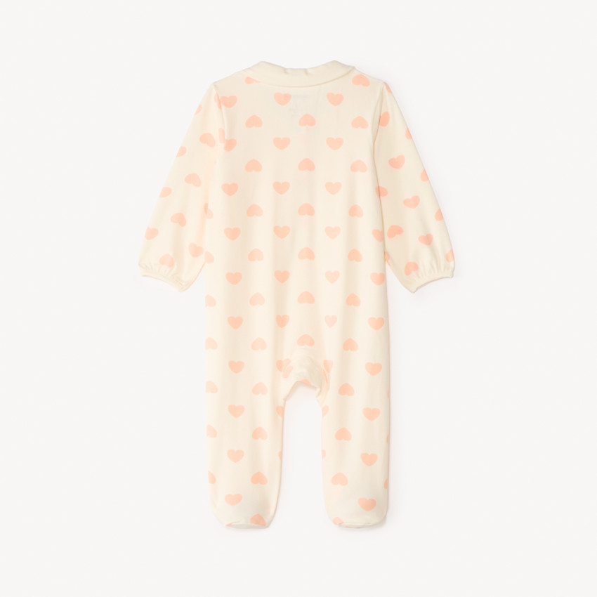 Pijama de manga larga de jersey con estampado de corazones para niña. 