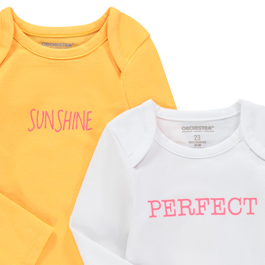 Pack de 5 bodies de manga larga de algodón con mensaje estampado para bebé niña 