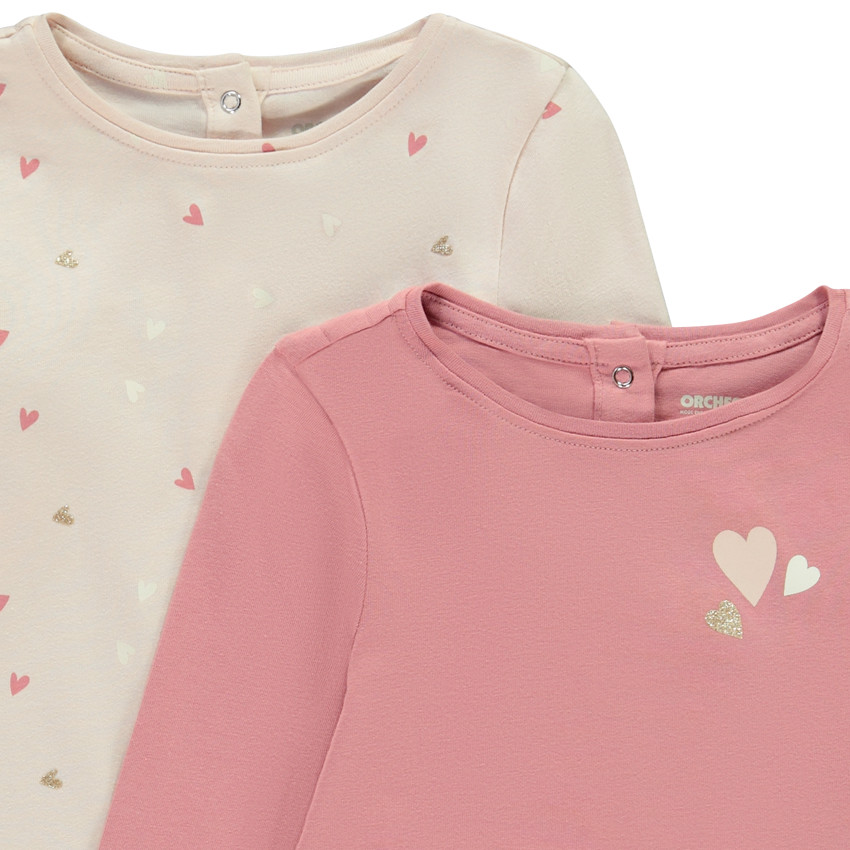 Pack de 2 camisetas de manga larga con motivo fantasía para bebé niña 