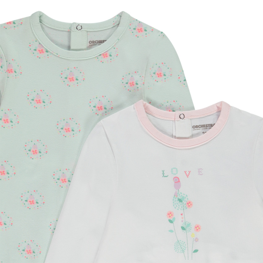 Pack de 4 peleles de jersey con estampado floral para niña bebé 