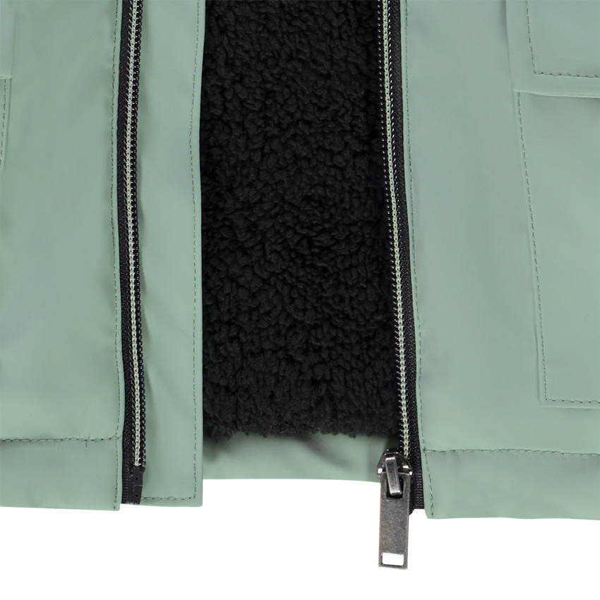 Parka de goma repelente con forro de sherpa para bebé niño 