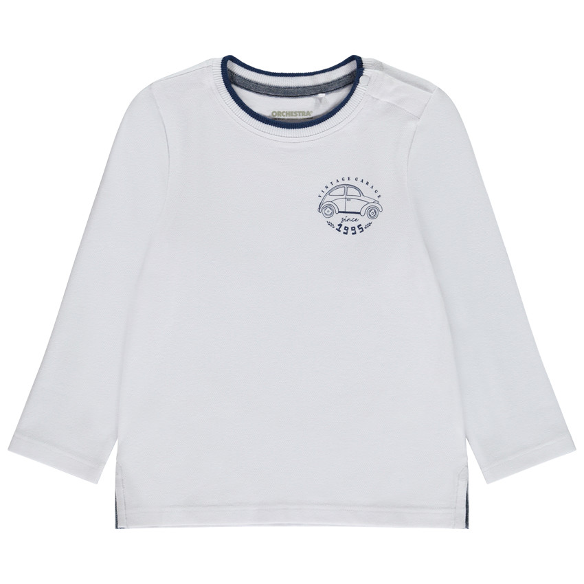 Camiseta de manga larga estampada de coche para bebé niño 