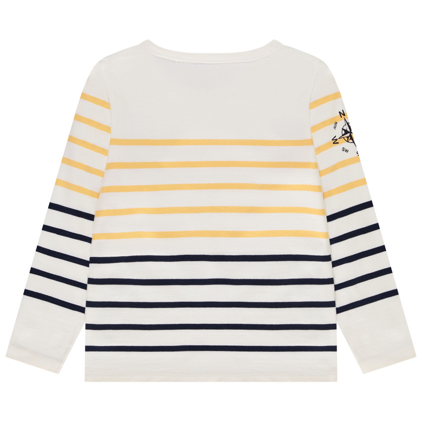 Camiseta marinera de punto grueso para niño con estampado de colocación 