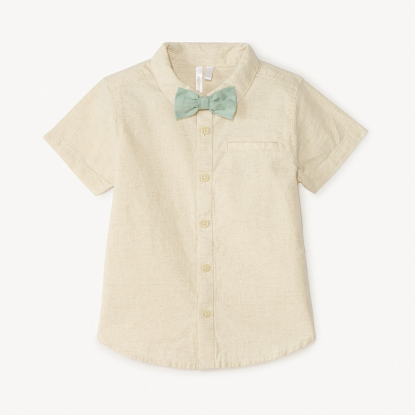 Camisa de manga corta + pajarita de tela para bebé niño 