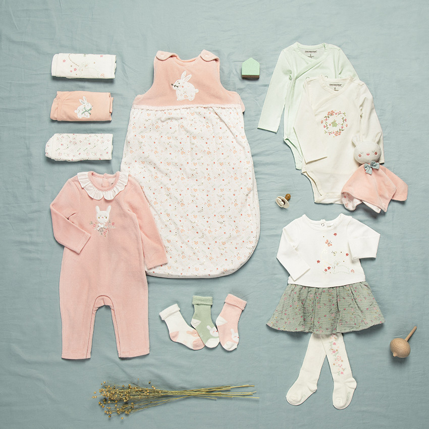 Pack de 5 bodies de manga larga con estampado de conejito 