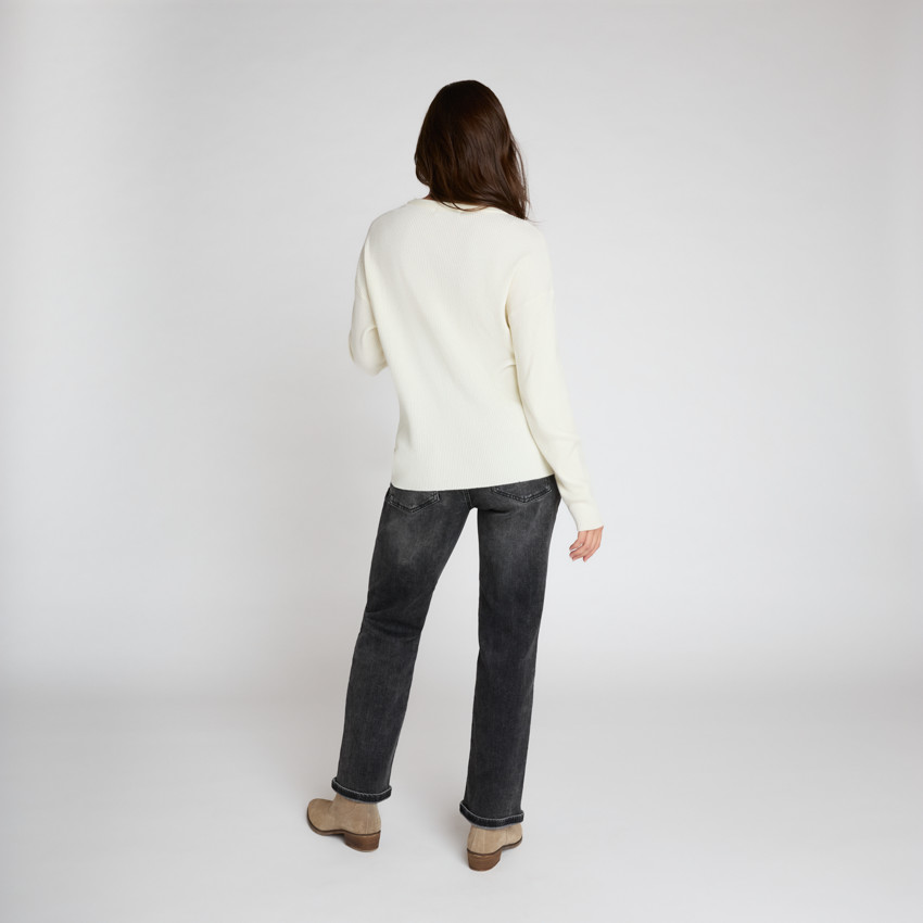 Chaqueta de punto lisa de manga larga con botones para mujer 