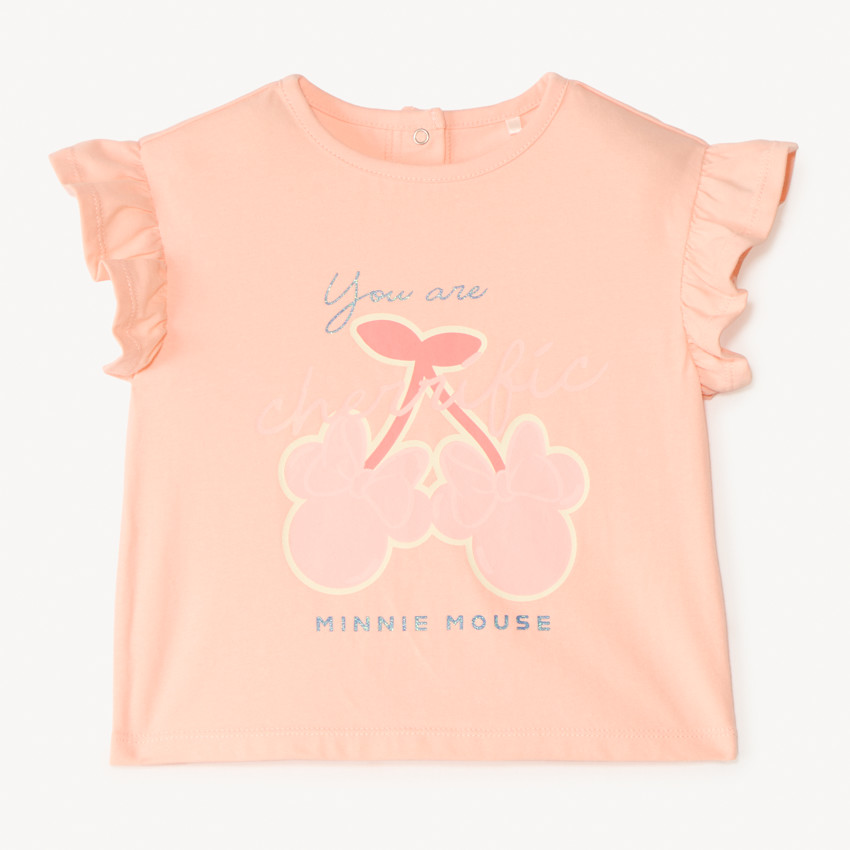 Camiseta de manga corta con volantes de Minnie Disney para niña bebé 