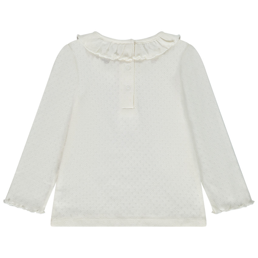 Camiseta de manga larga de punto calado para bebé niña 