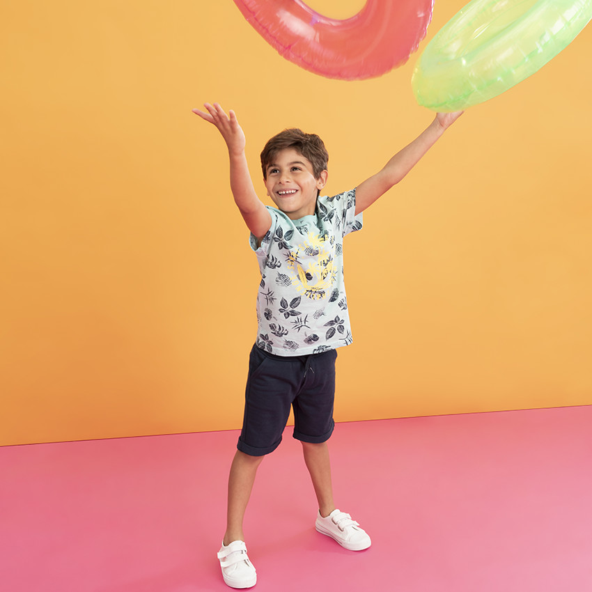 T-shirt manches courtes à imprimé végétal all-over et palmiers 