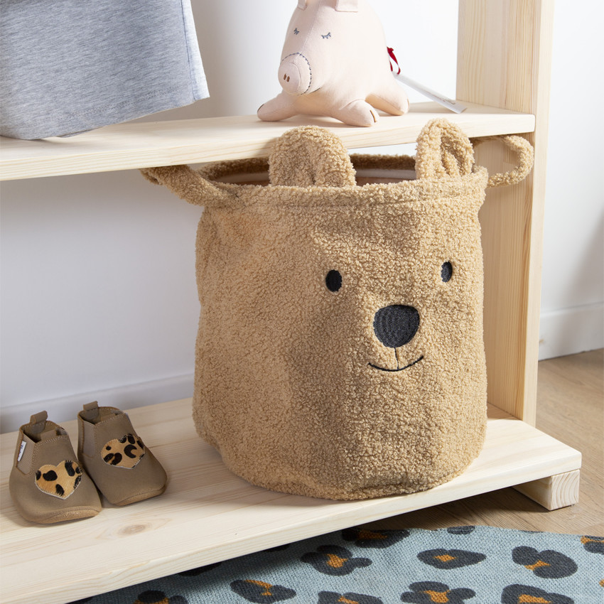 Set 3 cestas de almacenaje oso Teddy marrón claro 