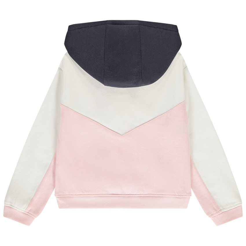Chaleco de felpa efecto colorblock con capucha niña 