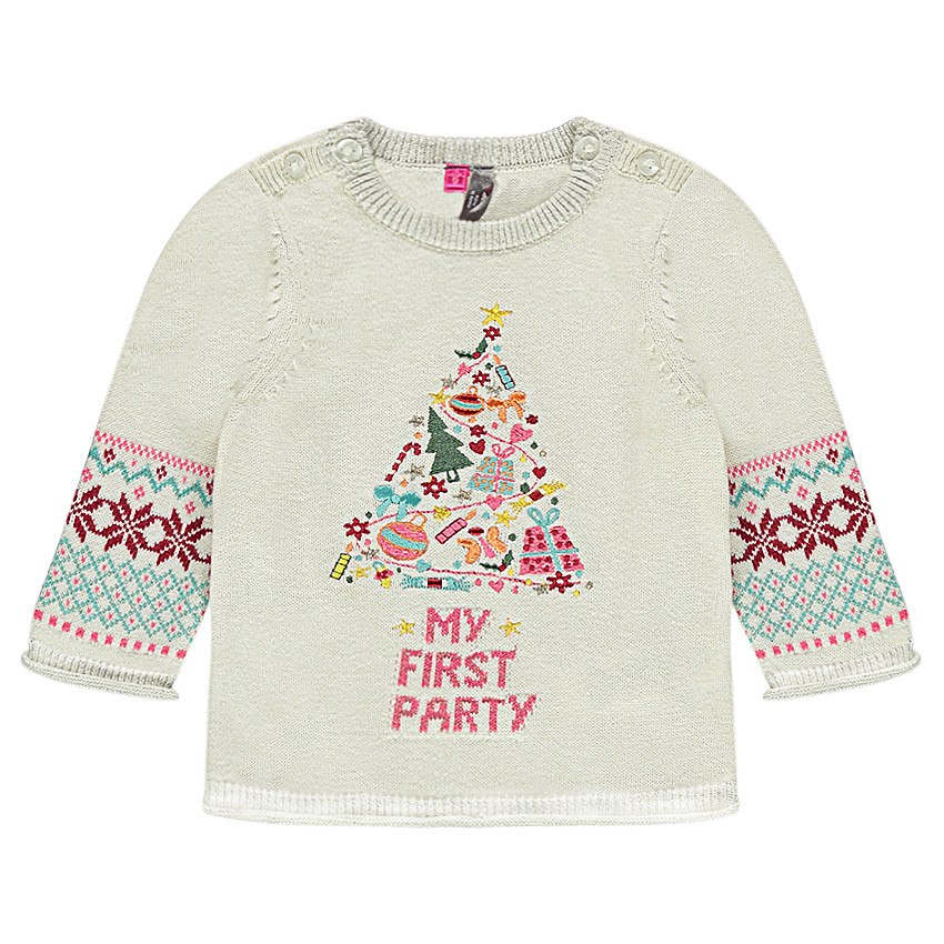 Jersey de punto con motivo de jacquard y bordados 