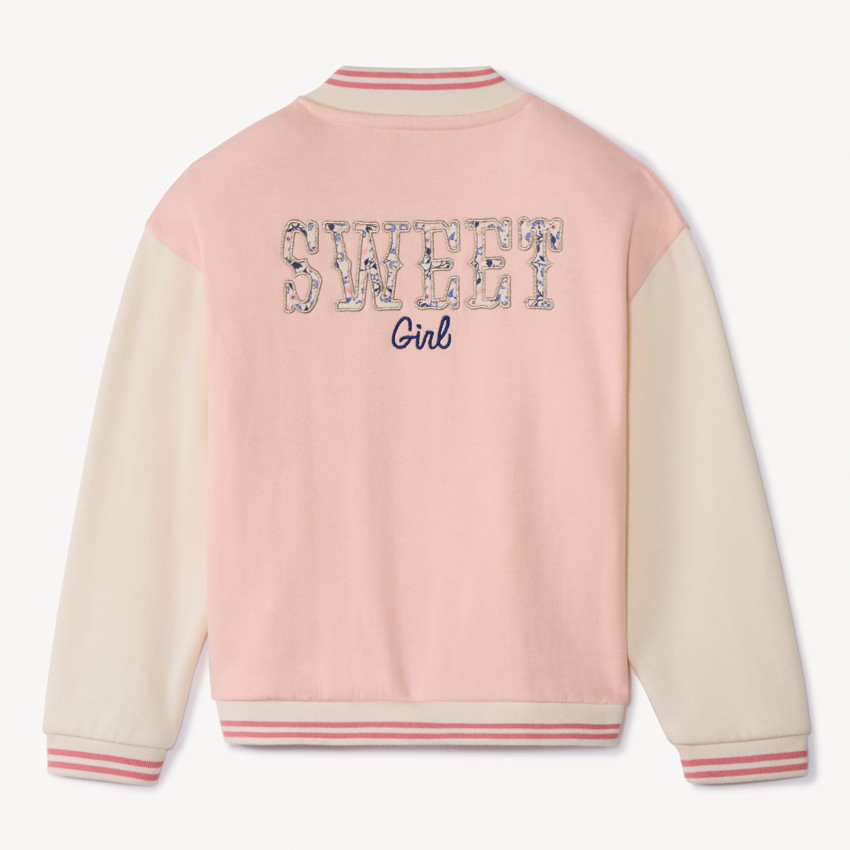 Chaqueta bomber de manga larga y bordado para niña 