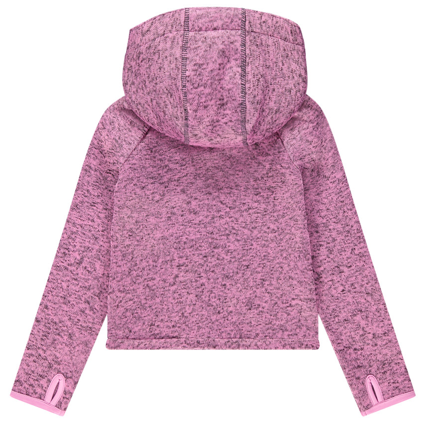 Chaqueta con capucha de punto jaspeado y bolsillos con cremallera 