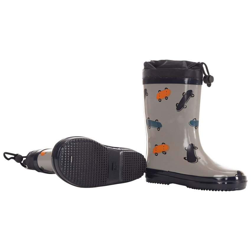 Botas de lluvia con cuello impermeable estampado de skates para bebé niño 