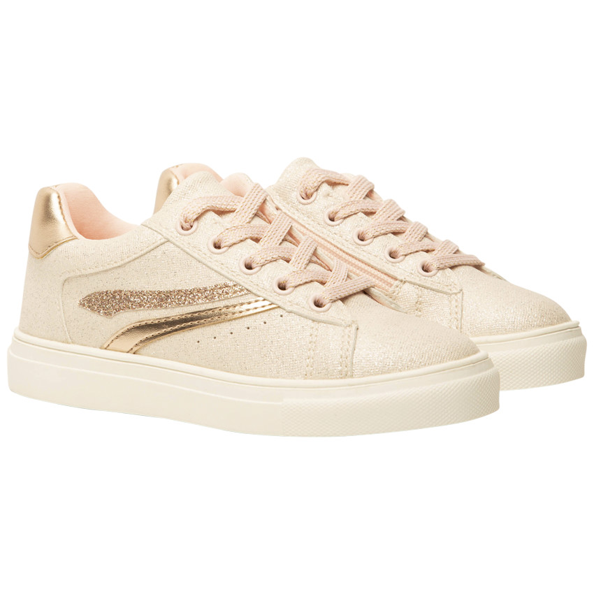 Zapatillas bajas rosas con cordones y cremallera para niña 