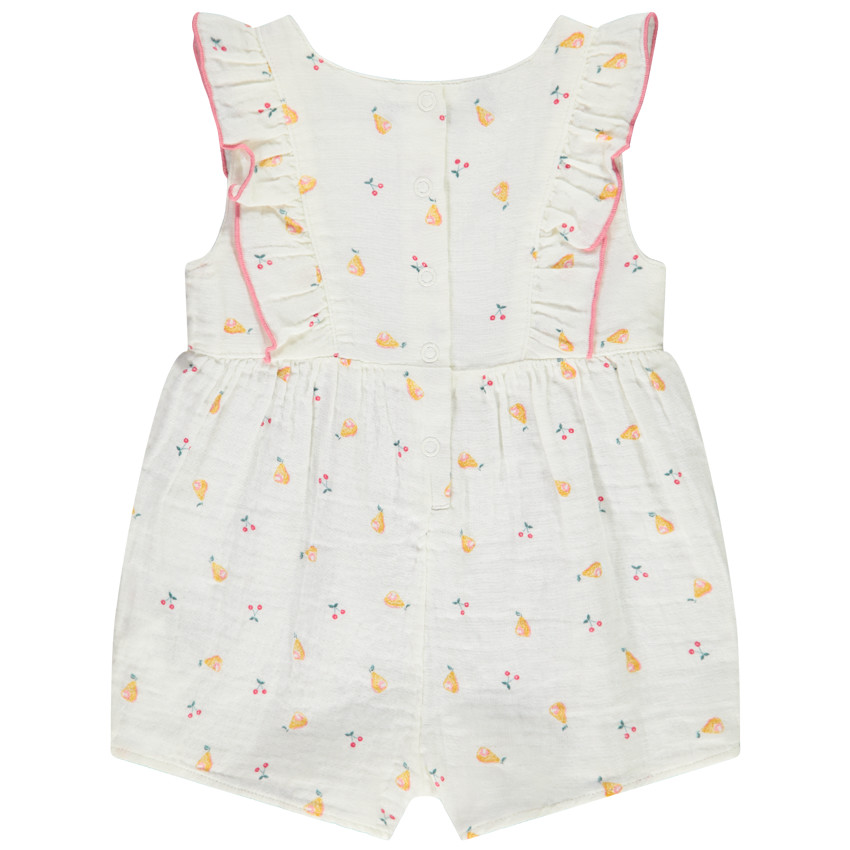 Pelele corto de gasa de algodón con estampado de frutas para niña 