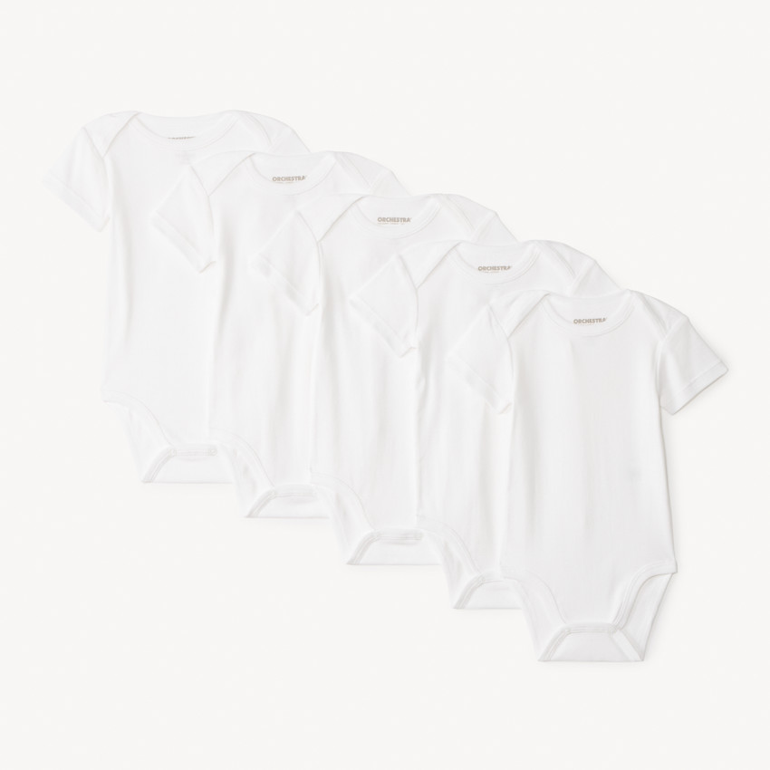 Lote de 5 Bodies de manga corta en color sólido para bebé 