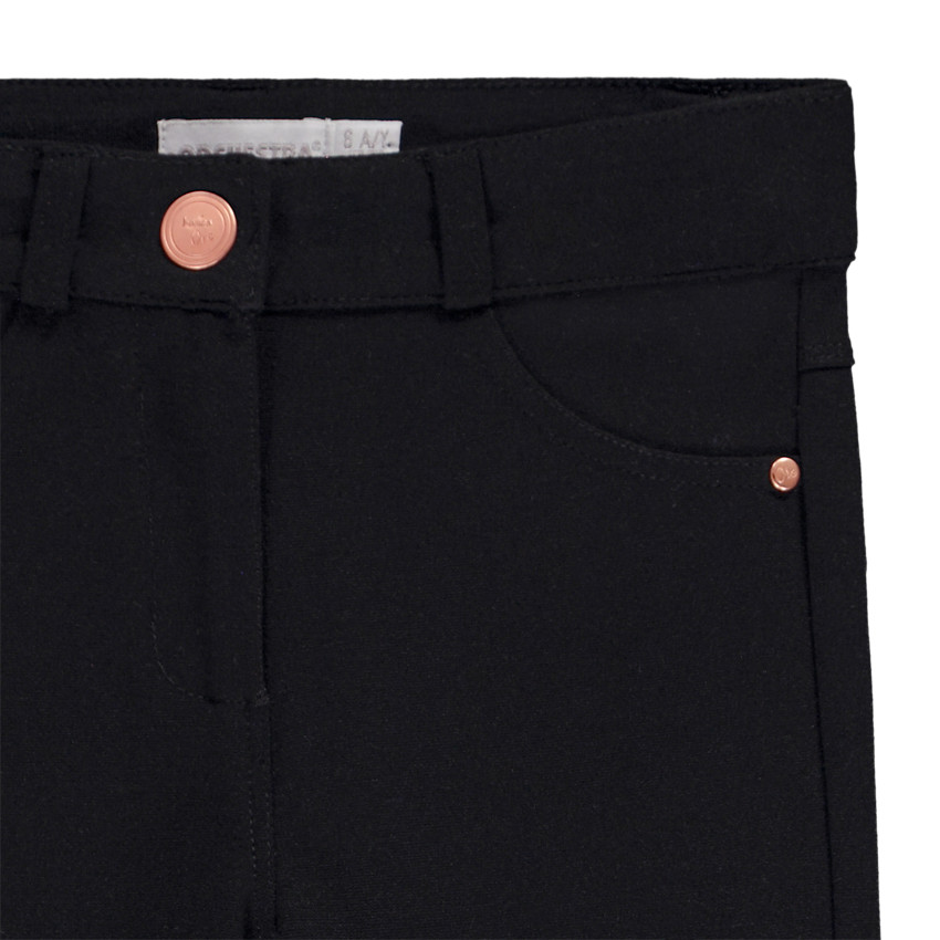 Pantalón liso de milano con parches en las rodillas para niña 