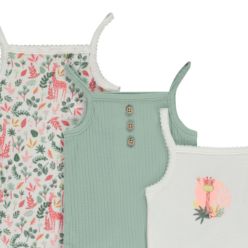 Pack de 5 bodies sin mangas fantasía girafa para bebé niña 