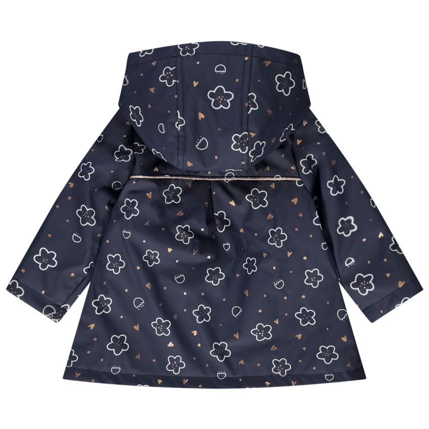 Parka de goma con capucha y estampado fantasía para bebé niña 