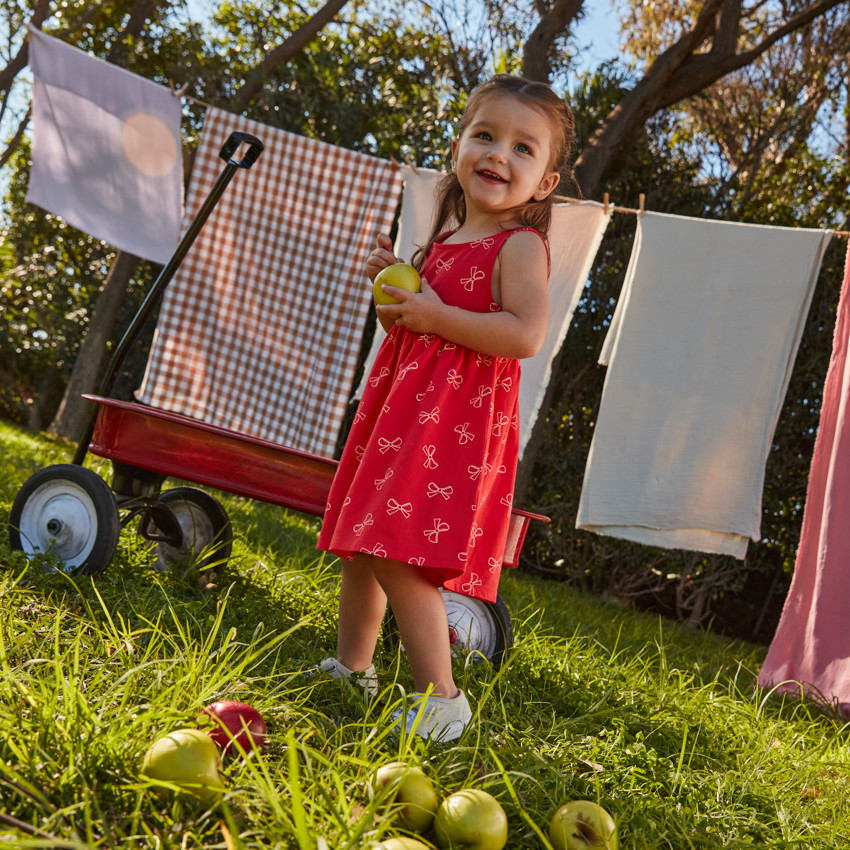 Vestido sin mangas con estampado de lazos para niña bebé 