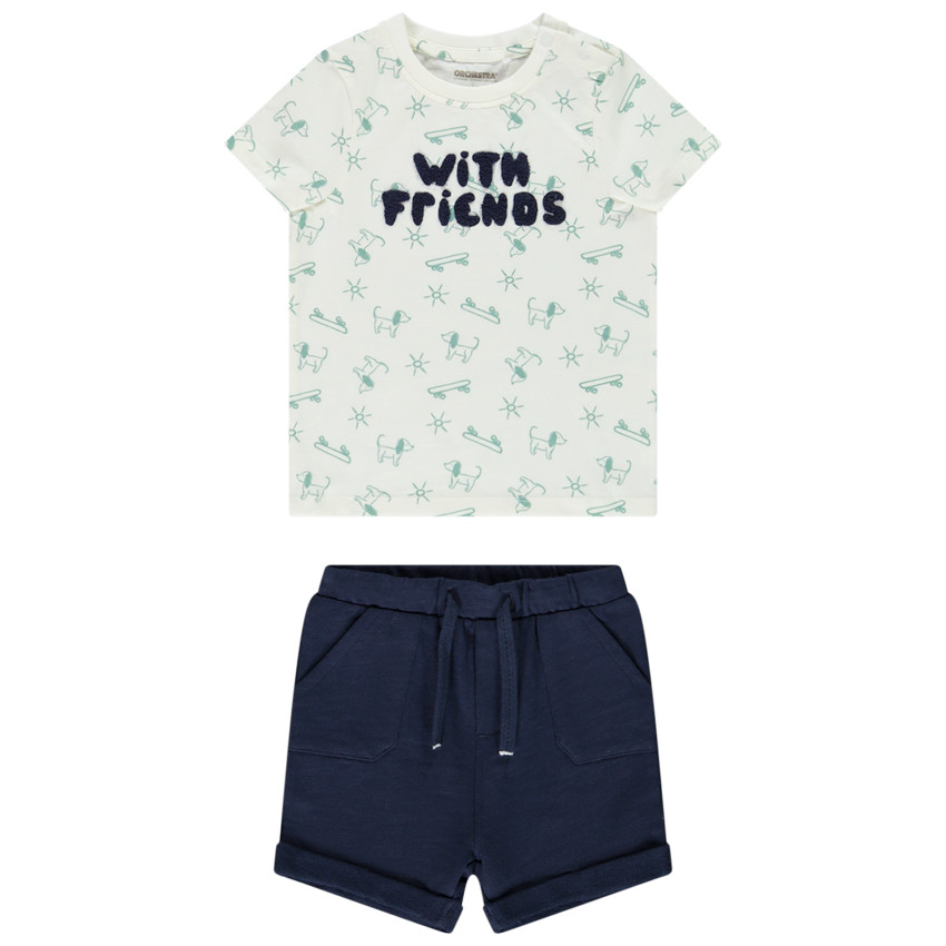 Ensemble de plage en molleton t-shirt imprimé chiens + short pour bébé garçon  Additional Ensemble de plage en molleton t-shirt imprimé chiens + short pour bébé garçon