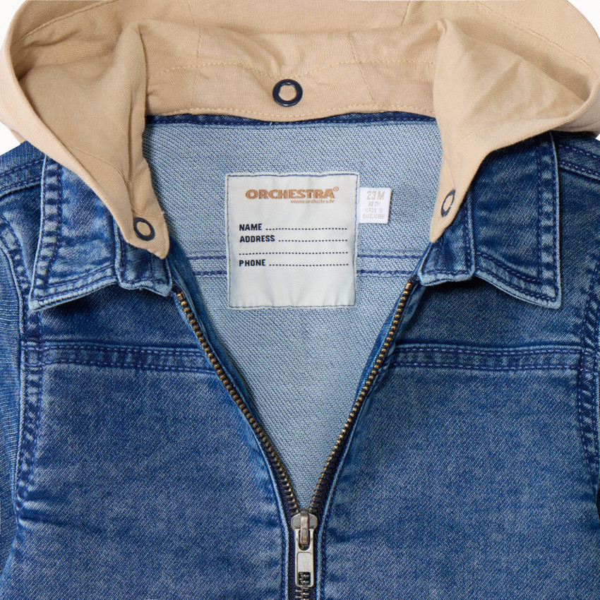 Chaqueta estilo worker de denim con capucha desmontable para bebé niño 