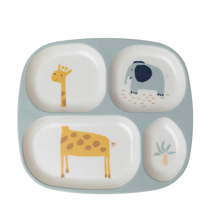 Assiette compartimentée en mélamine Savane bleu 