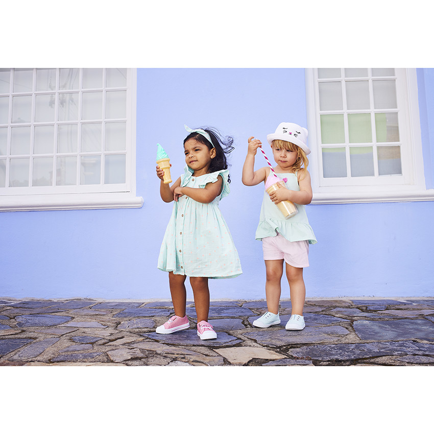 Conjunto de 3 piezas vestido + pololo + diadema de lunares para niña 