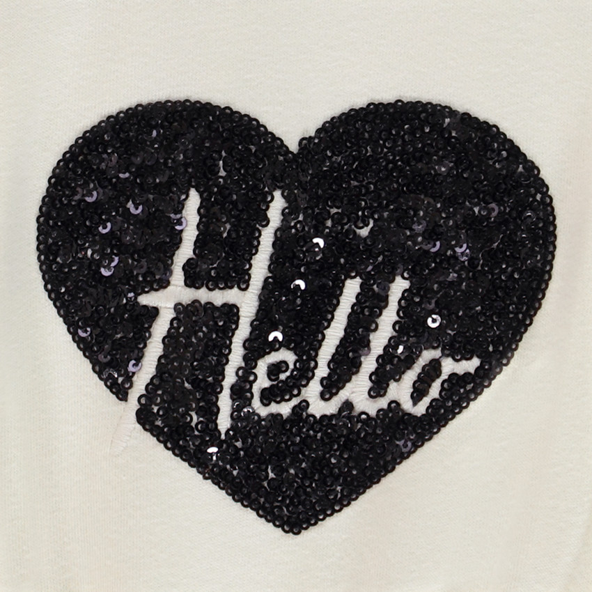 Camiseta de manga corta con lentejuelas y diseño original para niña 