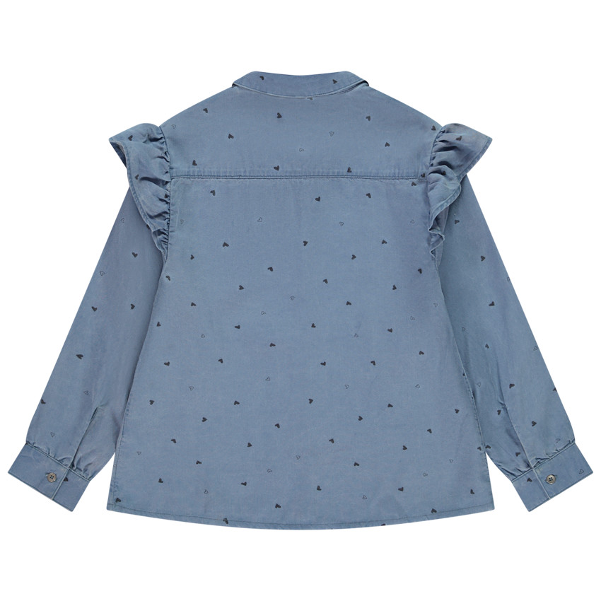 Camisa de manga larga con estampado de corazones para niña 