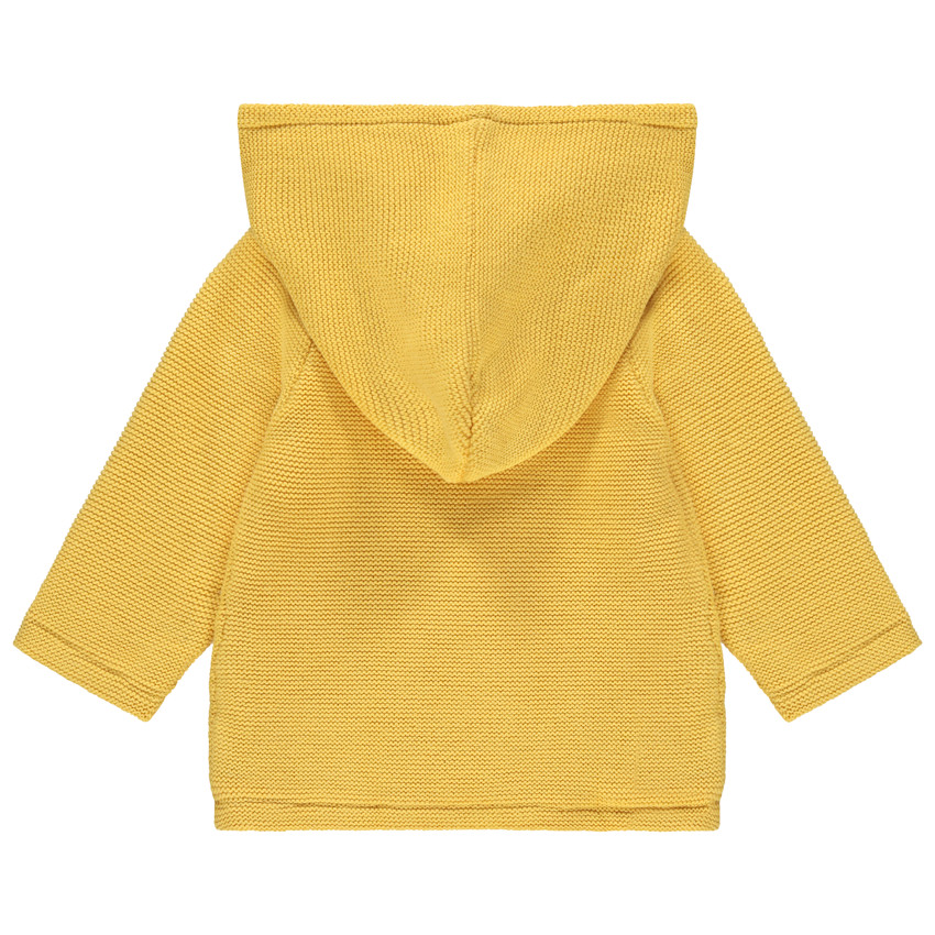Chaleco con capucha de punto amarillo 
