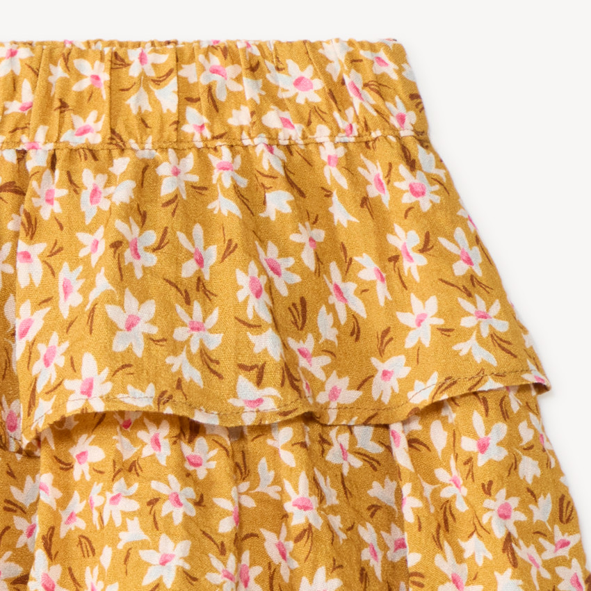 Falda de niña con volantes y estampado floral 